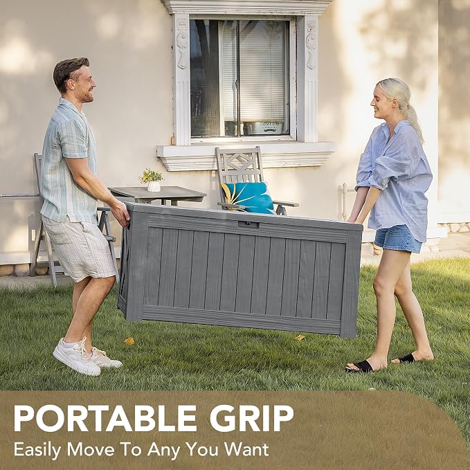 Devoko 120 Gallon Deck Box Resin Outdoor Storage Box Waterproof | Large Outdoor - Image 8
