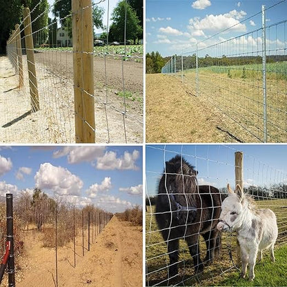 Farm Fence 6ft x 164ft Heavy Zinc Coating Cattle Deer Goat Fence,Galvanized Field Wire Fencing,Hog Wire Fencing for Yard Livestock & Animals Protection