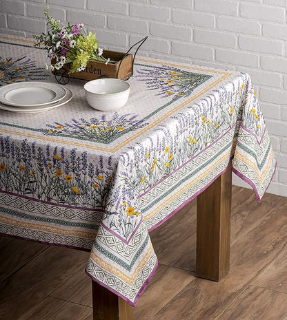 Maison d' Hermine Table Cloth Square Table 100% Cotton 60 x 60 Inches Tablecloth Reusable Decorative for Dining Room, Farmhouse, Home, Party, Festive & Wedding Spring Summer - Fanny Lavender