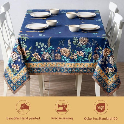 Maison d' Hermine Premium Table Cloth Rectangle Table 100% Combed Cotton 120 x 70 Inches Tablecloth Reusable Decorative for Dining Room, Farmhouse, Home, Party, Festive & Wedding - Artichoke
