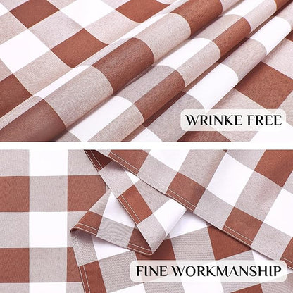 Softalker Gingham Checkered Tablecloth Rectangle - Outdoor Waterproof Buffalo Plaid Table Cloth, Stain Resistant Washable Table Cover for Picnic, Camping, Dining - Rust and White, 60 x 84 Inch