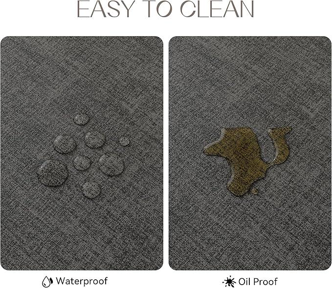 Romanstile Vinyl Placemats Set of 4-12 X 17 Inch - Heat Resistant Place Mats 100% Waterproof Oilproof Wipeable Reversible Faux Leather Table Mats for Kitchen, Dining, Party, Outdoor, Charcoal
