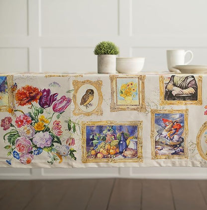 Maison d' Hermine Table Cloth Square Table 100% Cotton 54 x 54 Inches Tablecloth Reusable Decorative Everyday Use for Dining Room, Farmhouse, Home, Party, Festive & Wedding Spring Summer - Masterpiece