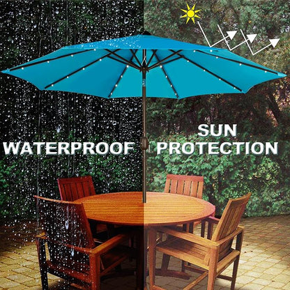 9 ft Solar Umbrella, 32 LED Lighted Patio Umbrella, Table Market Umbrella - Image 5