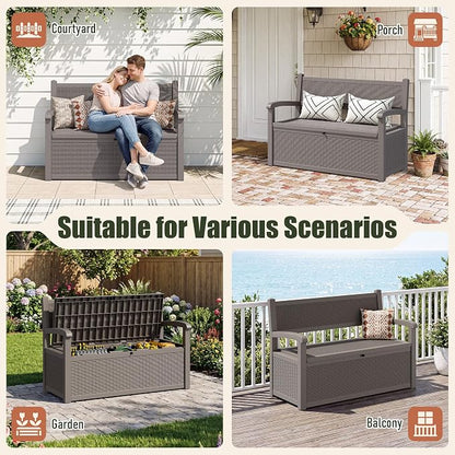 80 Gallon Outdoor Storage Bench, Resin Outdoor Storage Box - Image 7