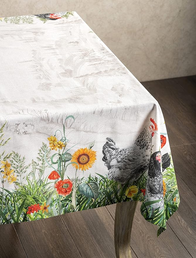 Maison d' Hermine Table Cloth Square Table 100% Cotton 54 x 54 Inches Tablecloth Reusable Decorative Everyday Use for Dining Room, Farmhouse, Home, Party, Festive & Wedding Spring Summer - Basse Cour