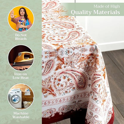 Maison d' Hermine Table Cloth Rectangle Table 100% Cotton 54 x 72 Inches Fall Tablecloth Reusable Everyday Use for Thanksgiving Christmas Decorations Dining Farmhouse Party (Orient)