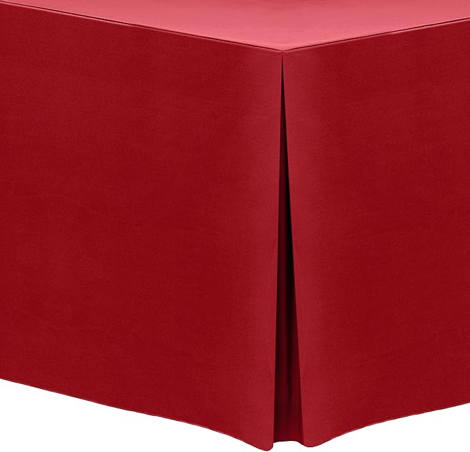 Ultimate Textile -3 Pack- 5 ft. Fitted Polyester Tablecloth - Fits 30 x 60-Inch Banquet and Folding Rectangular Tables - 42" H, Holiday Red