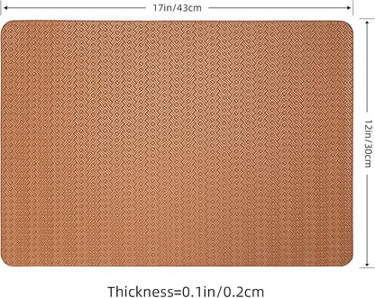 Faux Leather Placemats Set of 4 – 17x12 Inch Vinyl Table Mats, Heat Resistant, Non Slip, Wipeable & Washable, Easy to Clean Dining Table Decor for Kitchen & Dining Room（Cinnamon Brown）