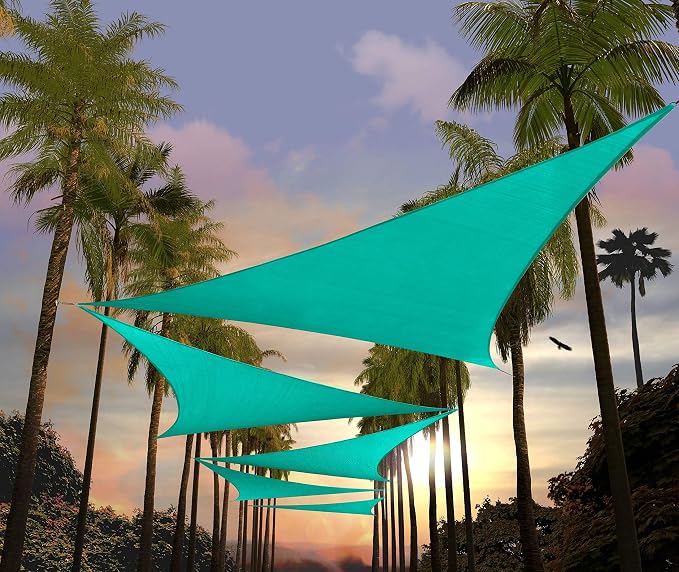 Amgo Custom Size 20' x 20' x 20' Turquoise Triangle Sun Shade Sail UPF50+ by Amgo
