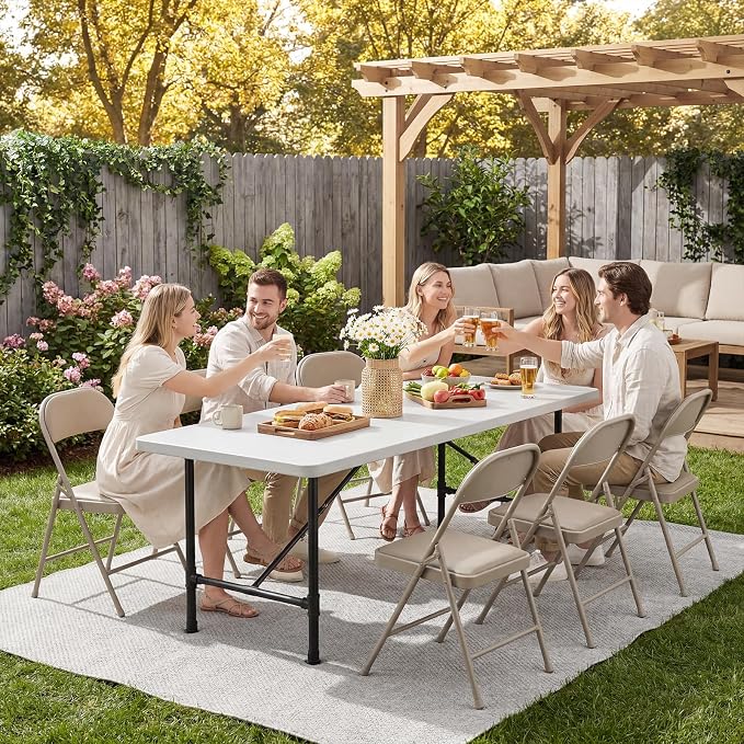 10 Pack Padded Folding Chairs, Portable Metal Foldable Chairs - Image 8