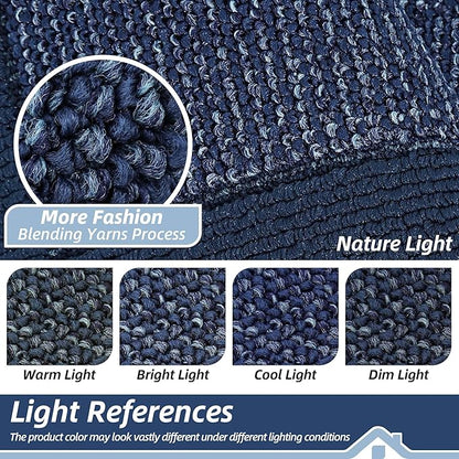 BEQHAUSE Indoor Door Mat 20" x 32", Dirt Trapper Door Mats Non-Slip Entryway Rugs Washable, Resist Dirt Absorbent Welcome Mat, Low Profile Floor Mats for Front Back Door and Entryway, Blue