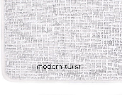 modern-twist 14 x 16 Silicone Placemat, BPA, PVC-Free Table Mat, Dishwasher Safe, Linen Print in Silver, Pack of 1