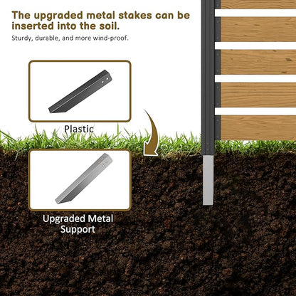 MUPATER 5ft H×3.3ft W No Dig Wooden Privacy Screen,2 Way to Use,Ideal Outdoor Privacy Wall Suit for Hard Ground and Soil,Aluminum Post,Privacy Screen for Hide Trash Cans,AC Fence,Natural (1 Panel)