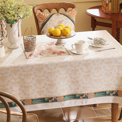 patdrea Designer Rectangle Linen Table Cloth,Vintage Anti-Wrinkle Durable Tropical Style Tablecloth,Fall Decor Table Cover Cloth for Kitchen Dining Christmas,Thanksgiving,55"x79"-Pineapple a