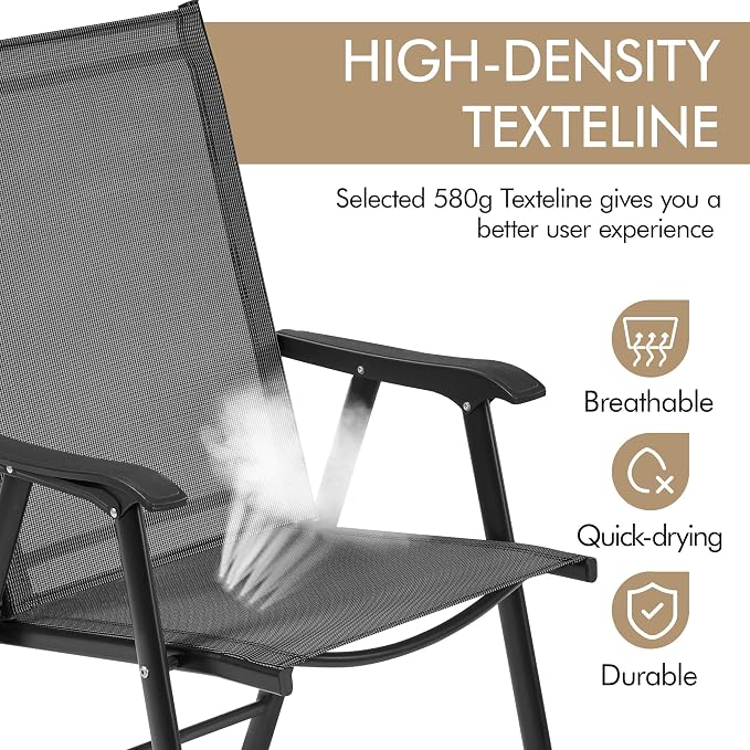 Yaheetech Patio Chairs Set of 2 Outdoor Foldable Dining Chairs, Comfortable - Image 7