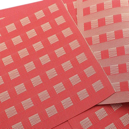 Gugrida Placemats, Placemats PVC Table Mats Woven Vinyl Placemats, Set of 6 (Red)