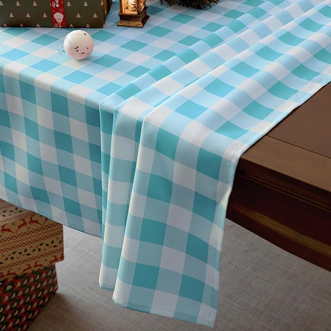 Waterproof Plaid Tablecloth Fabric - Oblong 52x70 Inch Classic Buffalo Tartan Table Cloth for Indoor/Outdoor Use - Washable Tabletop Cover for Dinner, BBQs, and Parties