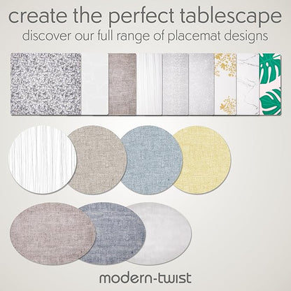 modern-twist 14" x 16" Silicone Rectangular Placemat, BPA, PVC-Free Table Mat, Dishwasher Safe, Twine Print in Silver, Pack of 1