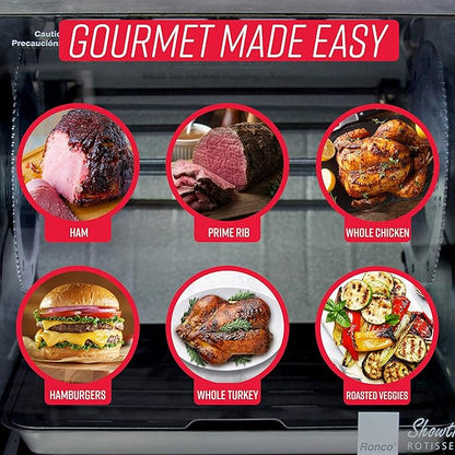 Ronco Modern Rotisserie Oven, Large Capacity (12lbs) Countertop Oven, Multi-Purpose Basket for Versatile Cooking, Easy-to-Use Controls
