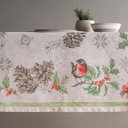 Maison d' Hermine Table Cloth Rectangle Table 100% Cotton 70 x 108 Inches Fall Tablecloth Reusable Everyday Use for Thanksgiving Christmas Decorations Dining Farmhouse Party (Christmas Dew)