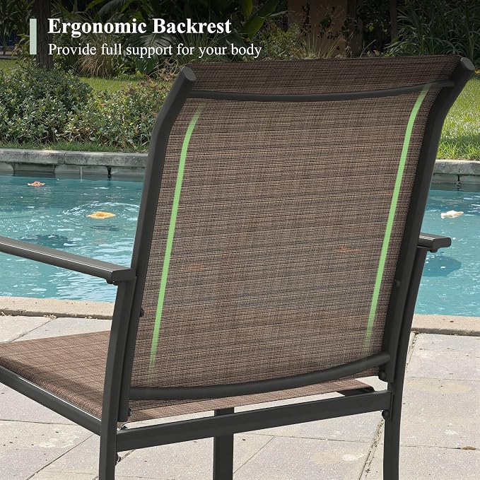Outdoor Chairs Set of 6, Stackable Patio Dining Chairs - Image 7