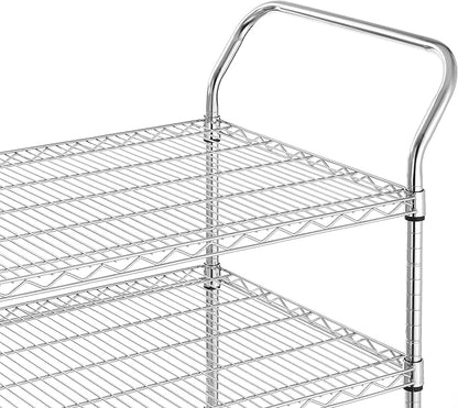 Finnhomy 3-Tier Commercial Grade Rolling Cart, Heavy Duty Utility Cart with Wheels and Handles, Metal Kitchen Carts on Wheels with 600 lbs Capacity, Shelf Size 24" D x 40" W, NSF