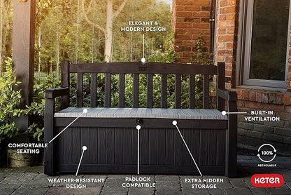 Keter Solana 70 Gal Outdoor Storage Bench - Image 5