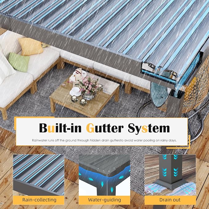 Airwire 10x20 ft Louvered Pergola All-Aluminum Frame | Outdoor Pergolas - Image 5