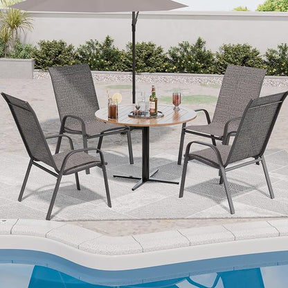 Patio Chairs Set of 4, Stackable Outdoor Dining Chairs - Image 6