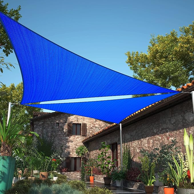 9' x 11' x 14.2' Blue Sun Shade Sail UPF50 Right Triangle SMTAPT12 Canopy by ShadeMart