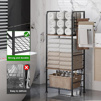 Towel Rack Free Standing 3-Tier M-Shaped Detachable Dividers, 4 Rotatable Bars Fast Drying, Pool Towel Rack, Space-Saving Towel Storage Organizer, Bath Towel Shelf for Home, Poolside Patent Pending