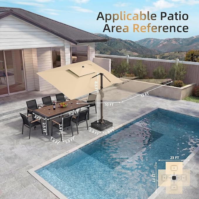 10 X 13 FT Cantilever Patio Outdoor Umbrella - Image 5