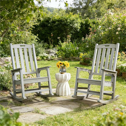Outdoor Rocking Chair Set of 2, Oversized Porch Rocker | Weather Resistant - Image 2