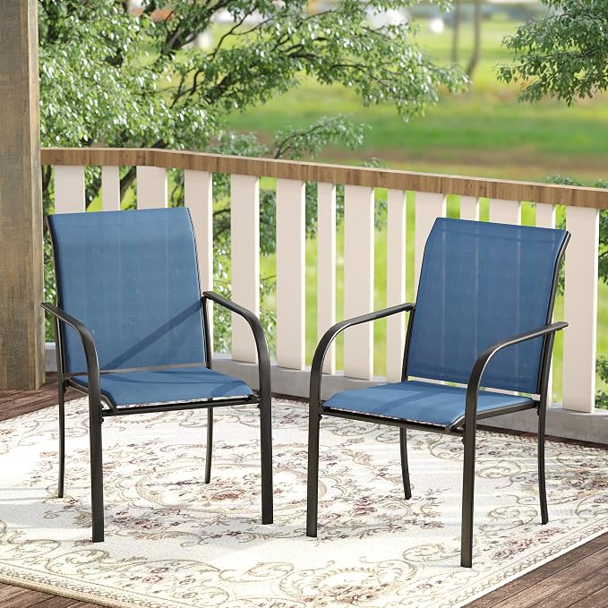 DIFY Patio Dining Chairs Set of 4, Stackable Outdoor Metal Chairs - Image 2