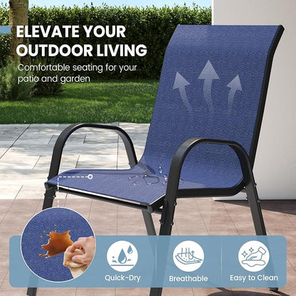 Patio Dining Chairs Set of 4, Outdoor Stackable Chairs, Pool Deck - Image 5