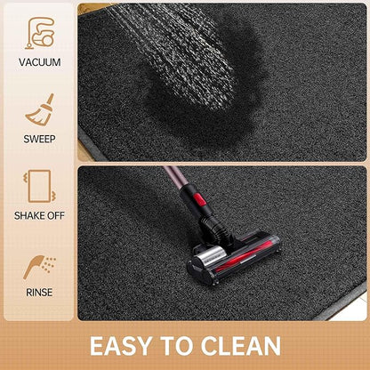 Sturdy Front Door Mat, 24" x 48" Heavy Duty Outdoor Indoor Mats to Trap Dirt and Moisture, Non-Slip Waterproof Doormat Inside Entrance, Washable Welcome Mats for Home Entryway（Black）