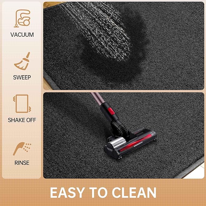 Sturdy Front Door Mat, 36" x 72" Heavy Duty Outdoor Indoor Mats to Trap Dirt and Moisture, Non-Slip Waterproof Doormat Inside Entrance, Washable Welcome Mats for Home Entryway（Black）