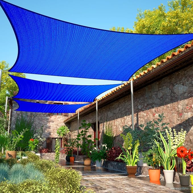 22' x 24' Blue Sun Shade Sail Rectangle SMSLR Canopy Fabric Cloth Screen by ShadeMart