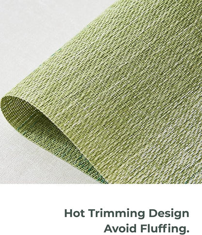 Leetaltree Gradient Green Woven Placemats Set of 6 - Heat Resistant Non-Slip Place mats for Dining Table, Washable Durable PVC Vinyl Woven Table Mats(Gradient Green, 6)