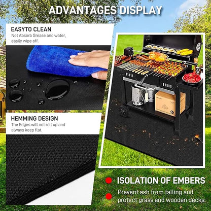 90" x 48" Extra Large Under Grill Mat for Outdoor Grill, Double-Sided Fireproof, Waterproof, Oil-Proof and Heat-Resistant Grill Mat, Easy to Cean, for Patio, Courtyard