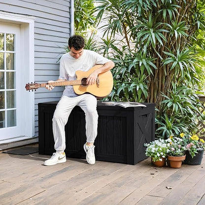 Greesum 120 Gallon Deck Box, Resin Outdoor Storage Container, Garden Tools - Image 3