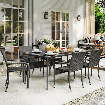 Yaheetech Set of 2 Stackable Outdoor Rattan Dining Chairs, All-Weather Firepits - Image 2