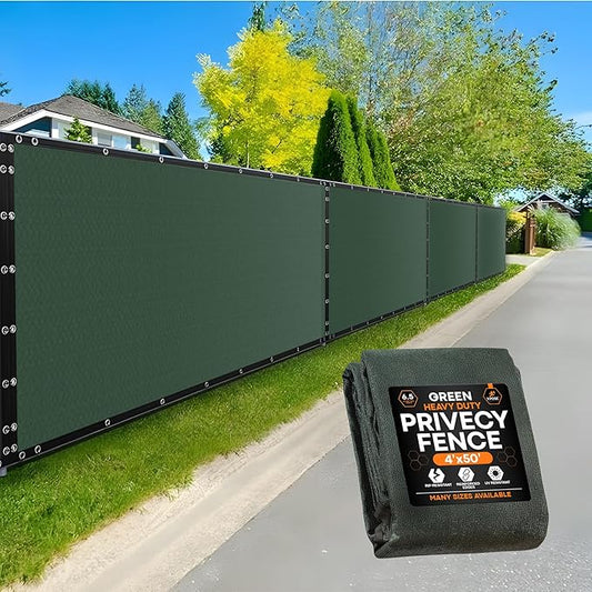 Xpose Safety Privacy Fence Screen 4’ x 50’ – Heavy Duty Green Mesh with 90% Visibility Block, UV Protection – for Garden, Yard, Nursery, Kennel, Dog Run, Greenhouse