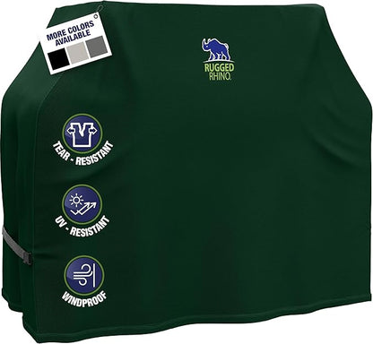 RUGGED RHINO 58 Inch Heavy Duty Grill Cover for Outdoor Grills, All Season Three Layer Waterproof UV Resistant Windproof Gas BBQ Covers, Compatible for Weber Char-Broil Pit Boss Traeger and More Green