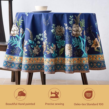 Maison d'Hermine Premium Table Cloth Round Table 100% Cotton 70 Inches Tablecloth Reusable Decorative Everyday Use for Dining Room, Farmhouse, Home, Party, Festive & Wedding - Artichoke