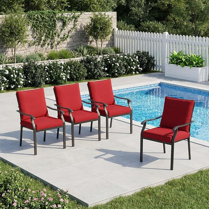 LVUYOYO Outdoor Patio Dining Chairs Set of 4, Metal Stackable Chairs Set - Image 2