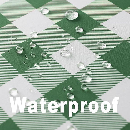 Waterproof Plaid Tablecloth Fabric - Round 120 Inch Classic Gingham Checker Table Cloth for Indoor/Outdoor Use - Buffalo Table Cover for Picnics, BBQs, and Parties