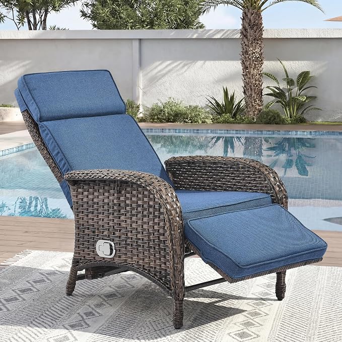 Zero Gravity Wicker Patio Recliner Chair by JelwalyPatioFurnitureSet