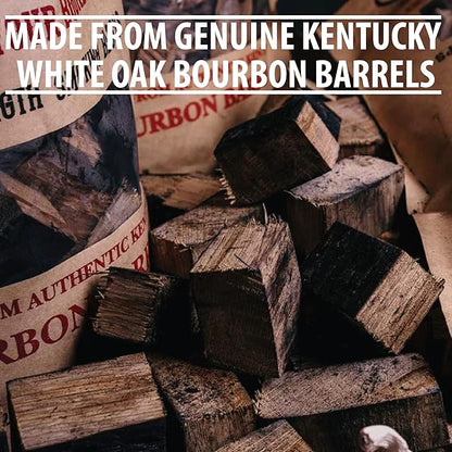 FOGO Super Premium Hardwood Lump Charcoal, Natural Large Sized Lump Charcoal, 17.6 Pound Bag and FOGO Barrel Proof Bourbon Barrel Blocks, 2 Pound Resealable Bag, Bundle